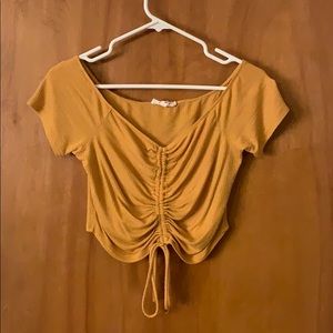 Yellow drawstring crop top